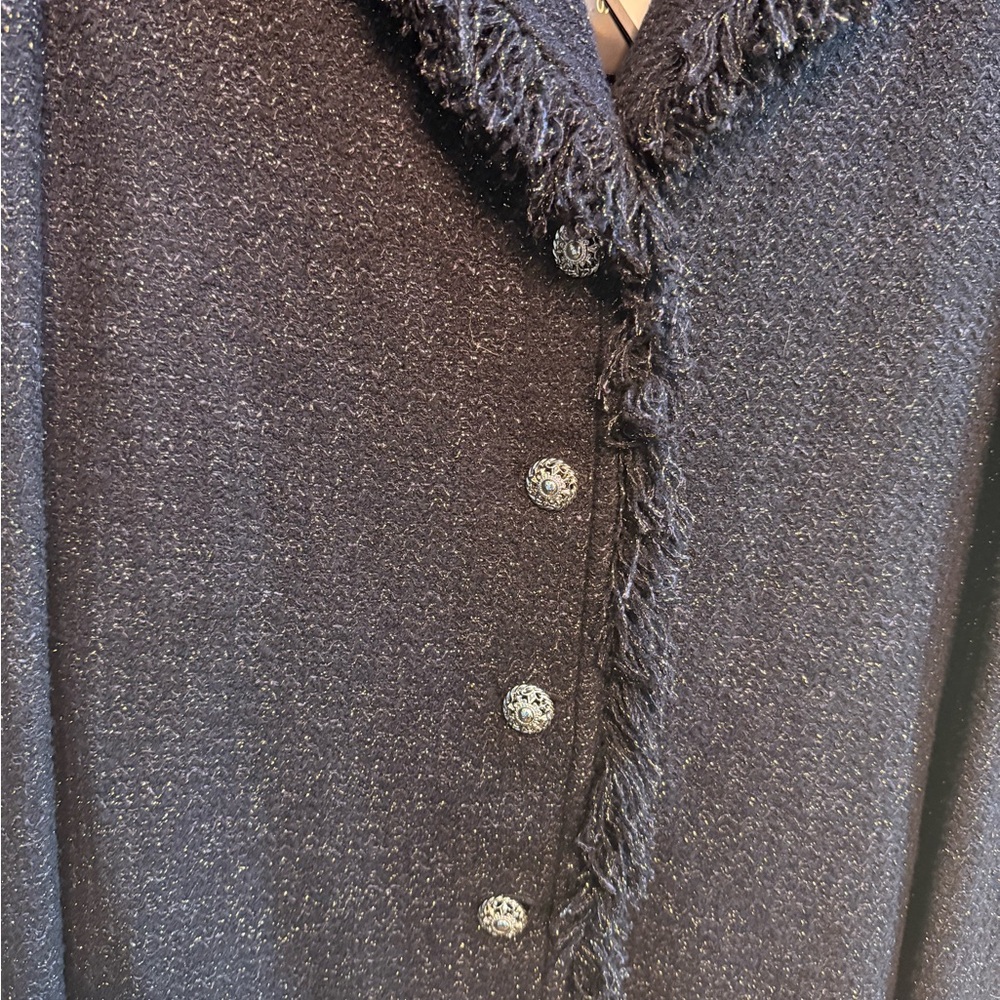 NWT St. John “Black Shimmer” Fringe Blazer, Size 12, $1295 MSRP - Picture 4 of 10